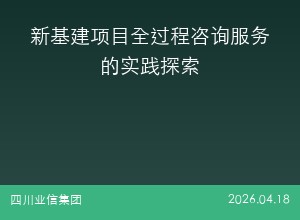 新基建项目全过程咨询服务的实践探索