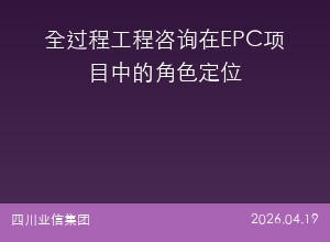 全过程工程咨询在EPC项目中的角色定位